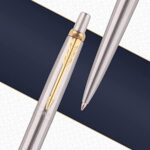Parker Jotter London Stainless Steel Ball Pen with Golden Trim